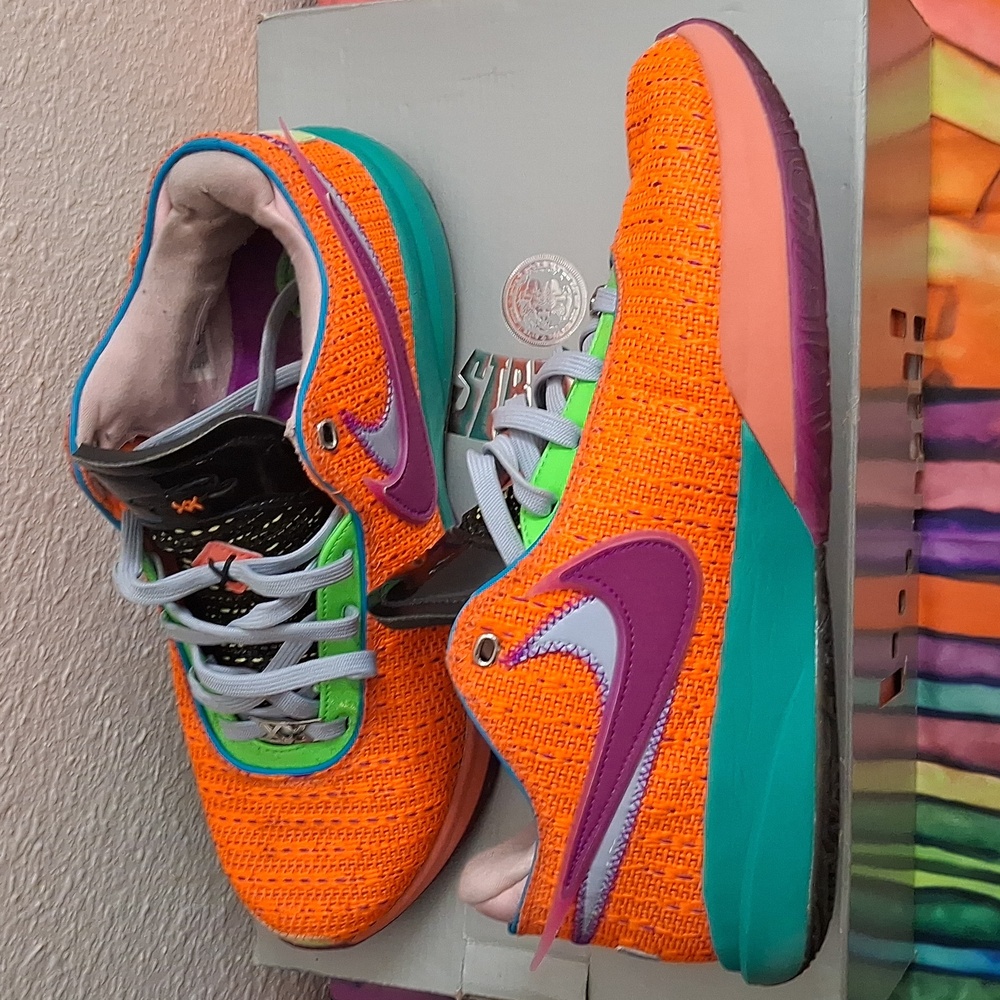 Nike Labron XX W/OG Box. Sz 11 Vibrant Orange and Purple Sneakers